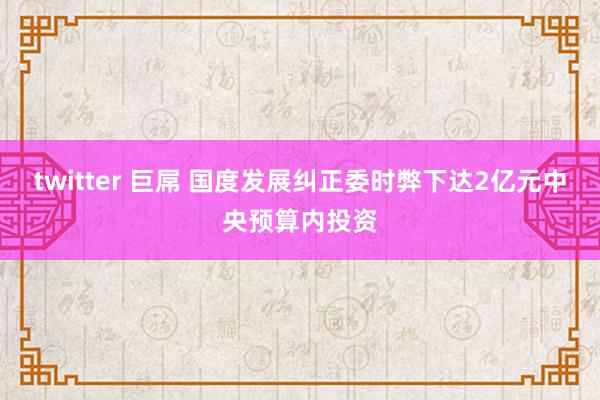 twitter 巨屌 国度发展纠正委时弊下达2亿元中央预算内投资
