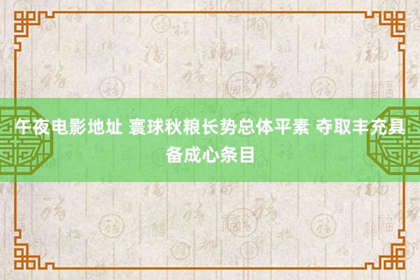 午夜电影地址 寰球秋粮长势总体平素 夺取丰充具备成心条目