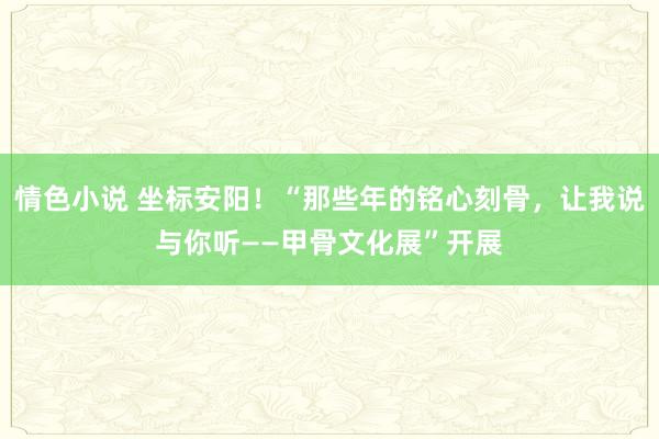 情色小说 坐标安阳！“那些年的铭心刻骨，让我说与你听——甲骨文化展”开展