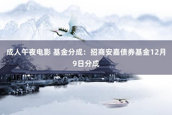 成人午夜电影 基金分成：招商安嘉债券基金12月9日分成