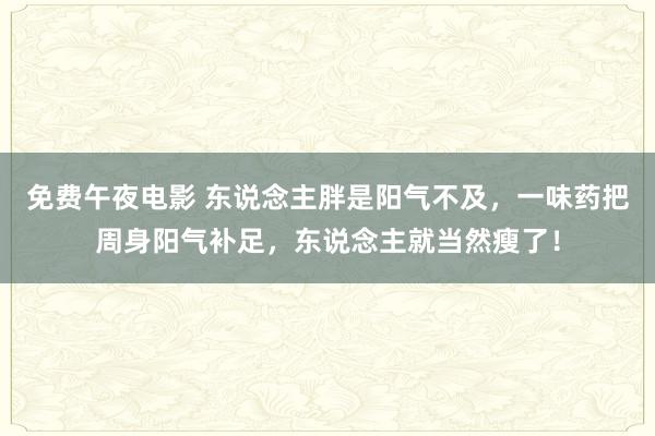 免费午夜电影 东说念主胖是阳气不及，一味药把周身阳气补足，东说念主就当然瘦了！