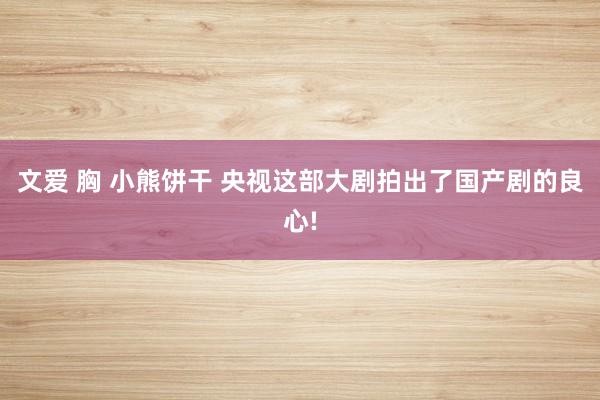 文爱 胸 小熊饼干 央视这部大剧拍出了国产剧的良心!