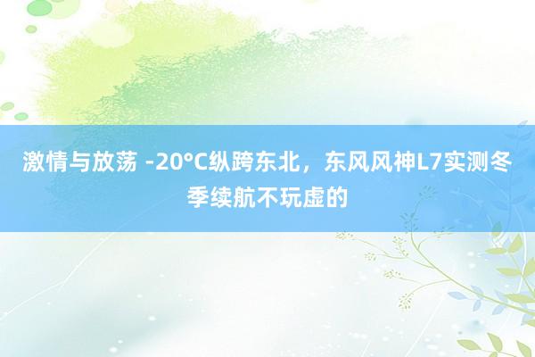 激情与放荡 -20°C纵跨东北，东风风神L7实测冬季续航不玩虚的