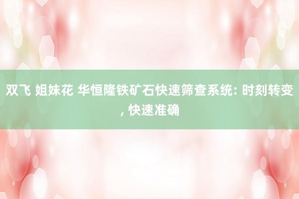 双飞 姐妹花 华恒隆铁矿石快速筛查系统: 时刻转变， 快速准确