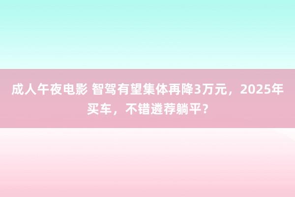 成人午夜电影 智驾有望集体再降3万元，2025年买车，不错遴荐躺平？