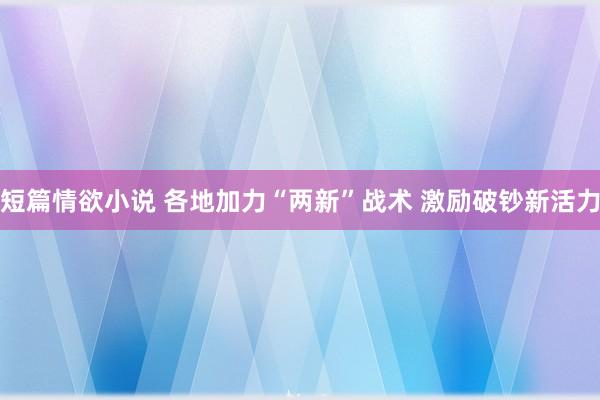 短篇情欲小说 各地加力“两新”战术 激励破钞新活力