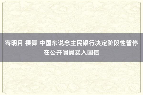 寄明月 裸舞 中国东说念主民银行决定阶段性暂停在公开阛阓买入国债