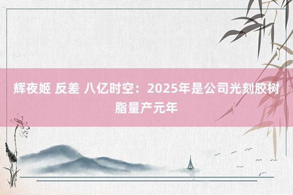 辉夜姬 反差 八亿时空：2025年是公司光刻胶树脂量产元年
