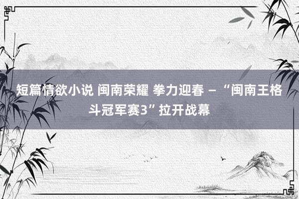 短篇情欲小说 闽南荣耀 拳力迎春 — “闽南王格斗冠军赛3”拉开战幕