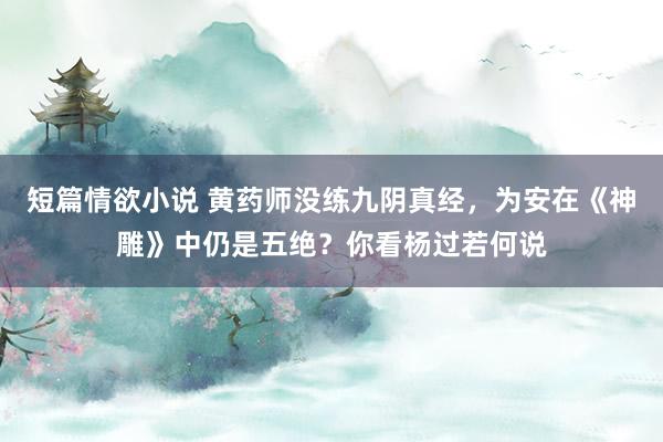 短篇情欲小说 黄药师没练九阴真经，为安在《神雕》中仍是五绝？你看杨过若何说