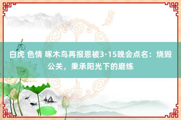 白虎 色情 啄木鸟再报恩被3·15晚会点名：烧毁公关，秉承阳光下的磨练