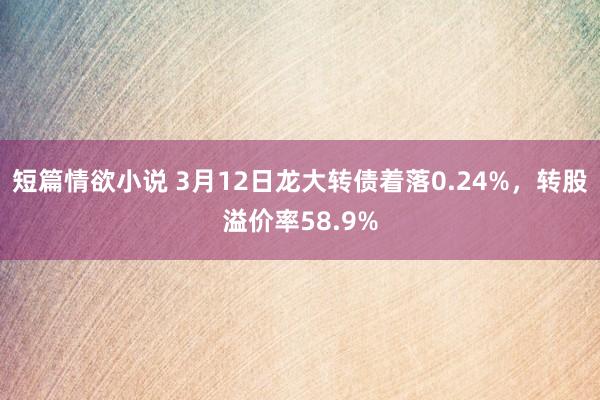 短篇情欲小说 3月12日龙大转债着落0.24%,转股溢价率58.9%