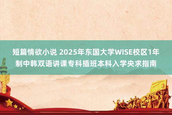 短篇情欲小说 2025年东国大学WISE校区1年制中韩双语讲课专科插班本科入学央求指南