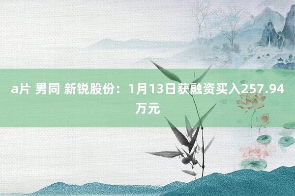 a片 男同 新锐股份：1月13日获融资买入257.94万元