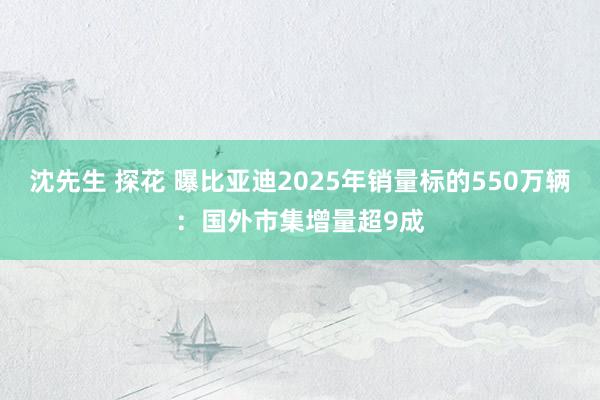 沈先生 探花 曝比亚迪2025年销量标的550万辆：国外市集增量超9成