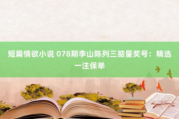 短篇情欲小说 078期李山陈列三掂量奖号：精选一注保举