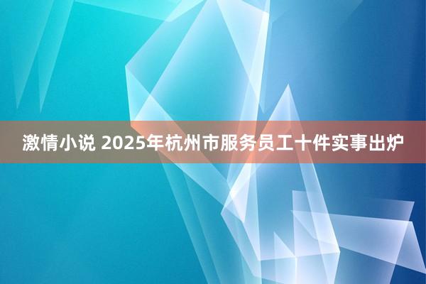 激情小说 2025年杭州市服务员工十件实事出炉