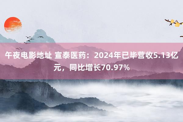 午夜电影地址 宣泰医药：2024年已毕营收5.13亿元，同比增长70.97%