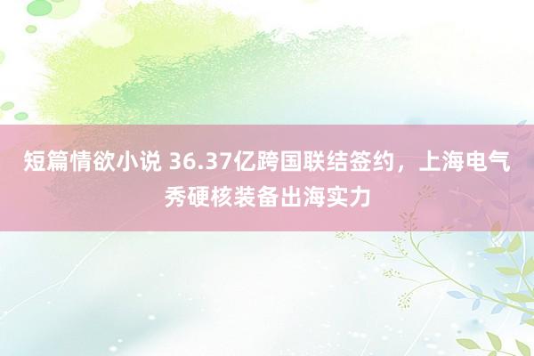 短篇情欲小说 36.37亿跨国联结签约，上海电气秀硬核装备出海实力