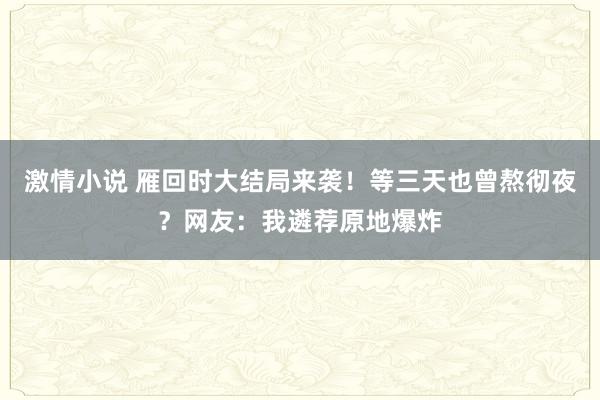激情小说 雁回时大结局来袭！等三天也曾熬彻夜？网友：我遴荐原地爆炸