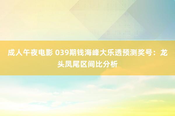 成人午夜电影 039期钱海峰大乐透预测奖号：龙头凤尾区间比分析