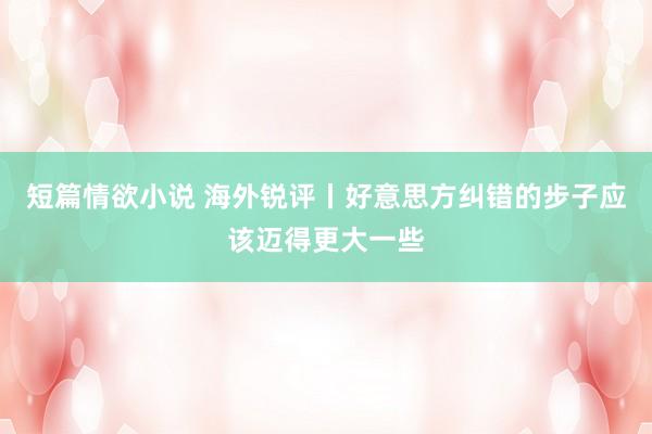 短篇情欲小说 海外锐评丨好意思方纠错的步子应该迈得更大一些