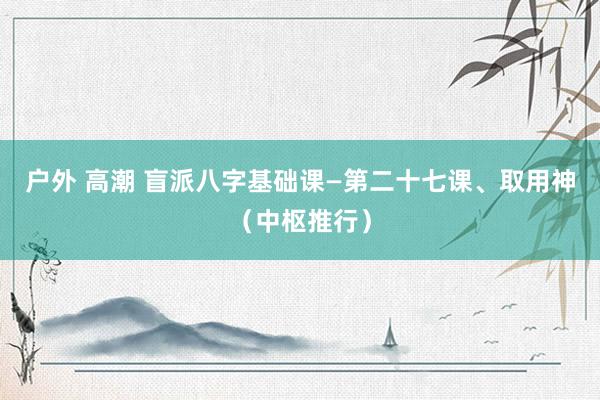 户外 高潮 盲派八字基础课—第二十七课、取用神（中枢推行）