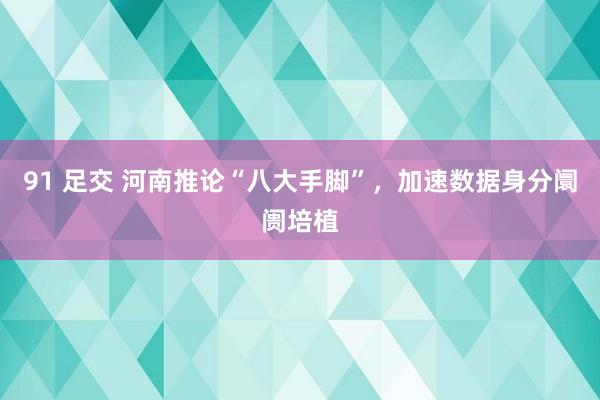 91 足交 河南推论“八大手脚”，加速数据身分阛阓培植