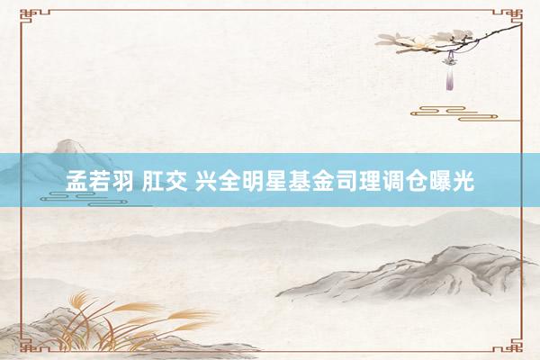 孟若羽 肛交 兴全明星基金司理调仓曝光