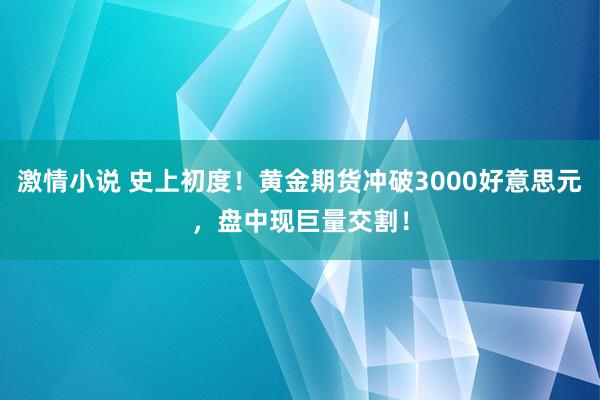 激情小说 史上初度！黄金期货冲破3000好意思元，盘中现巨量交割！