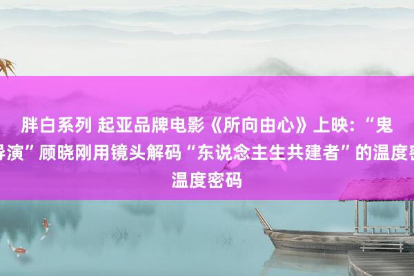 胖白系列 起亚品牌电影《所向由心》上映: “鬼才导演”顾晓刚用镜头解码“东说念主生共建者”的温度密码